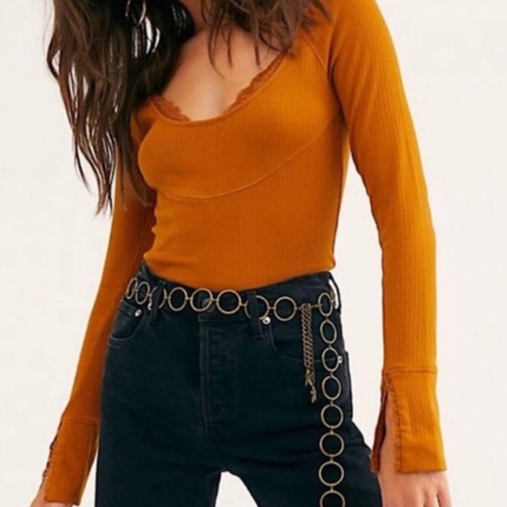 Free People orange bell sleeve top